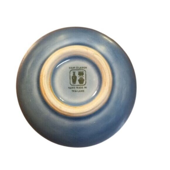 Siam Celadon Bamboo Design Ceramic Sauce Dipping Bowl Wood Ash Glaze Handmade - Picture 4 of 4